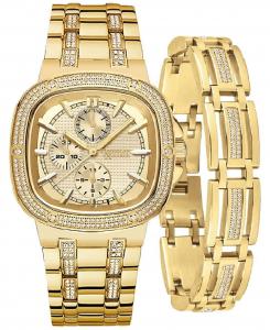 Подарочный набор мужских часов-браслета с кристаллами 46 мм American Exchange
