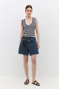 Топ No Matter What, Marine Blue/Off White