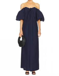 Платье макси Reyna с открытыми плечами в темно-синем цвете Caroline Constas