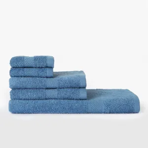 Комплект из 5 хлопковых полотенец 450 г/м2 Basic - El Corte Inglés, синий