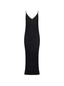 Миди-платье с V-образным вырезом и оборками Jil Sander, черный