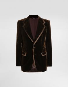 Однобортный пиджак из гладкого бархата Dolce & Gabbana, мультиколор