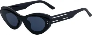 Женские солнцезащитные очки Melrose Sexy Cat Eye Y2K Punk Sunglasses Luxury Fashion One-Piece Sun Glasses Vintage UV400 Eyewear For Lady ZS-98296, Black