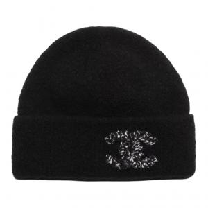 CHANEL Вязаная шапка женская черная, Black
