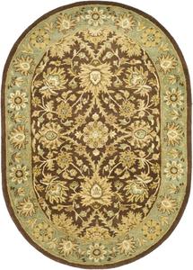 Ковер SAFAVIEH, 229 x 290 см, Antiquity Collection, овальный, Chocolate & Blue, ручной работы традиционный восточный из шерсти, идеален для помещений с высокой проходимостью в гостиной, спальне (AT249D)