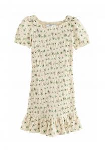 Повседневное платье SHIRRED PUFF SLEEVE MINI Next, бежевый