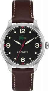 Lacoste Lisbon мужские часы 3H Quartz, нержавеющая сталь, водонепроницаемые до 5ATM/50 метров - современный дизайн для него - 42mm, Black Brown Leather