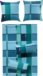 Постельное белье , сине-бирюзовое, 1x 155x200 см + 1x 80x80 см Erwin Müller