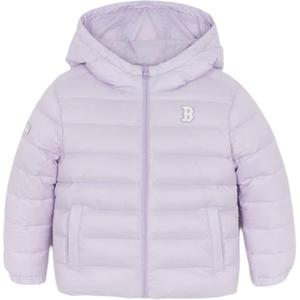 Пуховик с несъемным капюшоном MLB KIDS, розовый фиолетовый