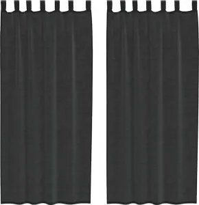 Шторы из вуали с язычком сверху, 2 шт., черные vidaXL