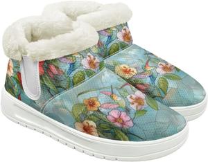 Зимние ботильоны для женщин с меховой подкладкой, теплые зимние ботинки до щиколотки, модная обувь для зимних прогулок на улице Fuojuvelie, Hummingbird