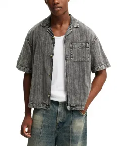 Мужская постиранная рубашка с коротким рукавом Box Fit COTTON ON, черный