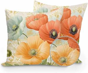 Huotupsine Декоративные подушки с цветочным принтом в деревенском стиле, 2 шт Red Green Yellow