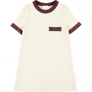 Детское платье с круглым вырезом, миди GUCCI, айвори белый