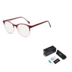 CYXUS Овальные очки для компьютера унисекс, Red Frame with Tea Brown Lens W04