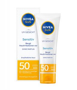 Солнцезащитный крем NIVEA SUN UV Gesicht Sensitiv Gesichtsschutz LSF 50, 50 ml