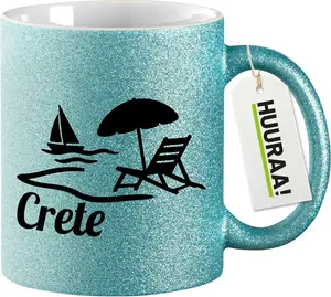 Кружка Huuraa Glitter Mug Crete Greece Gift 330 мл Blue Crete Present Hellweg Druckerei
