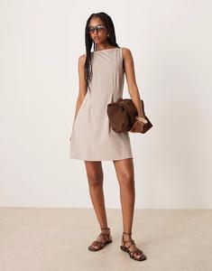 Мини-платье без рукавов с декоративными швами ASOS DESIGN в грибном цвете