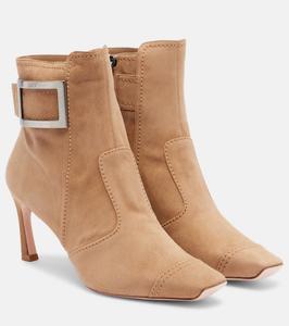 Замшевые ботильоны Trompette 70 Roger Vivier, Tabacco Chiaro