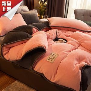 LUOLAI HOME Комплект постельного белья, 1.5 м, 4 предмета, простыня на резинке, цвет вишневый розовый