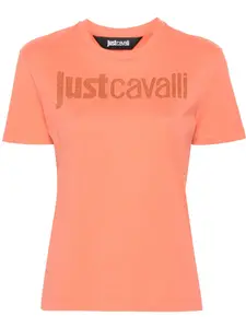 Футболка со стразами и логотипом Just Cavalli, оранжевый