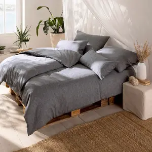 Чехол на подушку Ateliers полульняной, односпальный, Alvaro, цвет антрацит, размер 80 х 80 см Estella