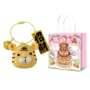 Вязаная плюшевая подвеска кролик и тигр высота 9см FKOFR