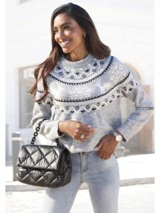 LASCANA Норвежский свитер серого меланжевого цвета