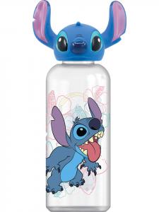 Stor Объемная бутылка для напитков "Цветы Стича" синего цвета - 560 мл