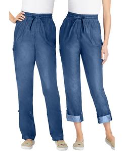 Женские брюки-карго/капри больших размеров, трансформируемые по длине Woman Within, Medium stonewash sanded