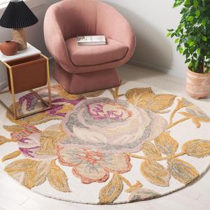 Ковер SAFAVIEH, 183 x 183 см,  Blossom Collection, ivory и green, цветочный дизайн, ручной работы из шерсти, идеально для гостиной, спальни, столовой (BLM406A-6R)