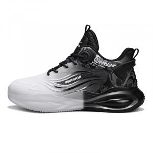 WARRIOR Мужские кроссовки для бега и повседневной носки с амортизацией, противоскользящей подошвой, дышащим верхом и средней высотой в черно-белом цвете, цвет Black White