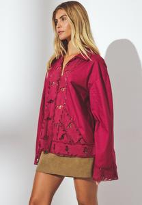 Блуза NA-KD LONG SLEEVE , Raspberry/Bordeaux