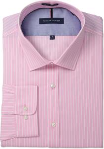 Tommy Hilfiger Men's Slim Fit Non Iron Banker Stripe, English Rose