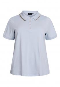 Поло Zizzi MIT STRASSSTEINEN UND RÜSCHENDETAILS, Niagara Mist Comb/Light Blue
