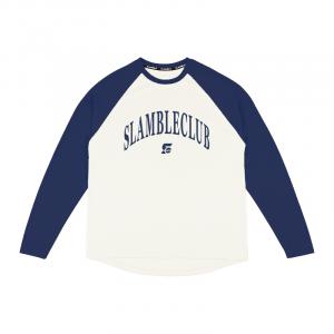 Футболка с длинным рукавом Unisex Slamble, экрю & темно синий
