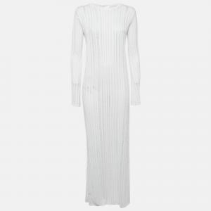 424 Платье-макси Sopho ручной работы белого цвета с длинными рукавами