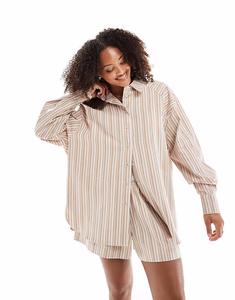 Свободная рубашка в коричневую полоску Asos Design