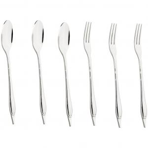 Набор столовых приборов Мини-столовые приборы, состоящие из 3 ложек и 3 вилок, с высоким блеском, практичен для кемпинга, пикника, походов - или просто для салата Mulex, серебристый