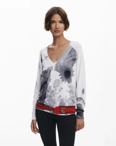 Женский тонкий свитер с коллажем Desigual, белый