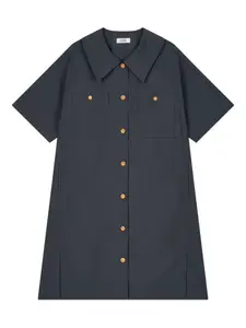 Мини-платье-рубашка с плиссированными карманами STUDIO TOMBOY, синий