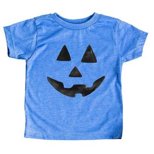 Молодежная футболка с акварельным рисунком Jack-o-lantern Face и короткими рукавами The Juniper Shop, цвет Columbia Blue