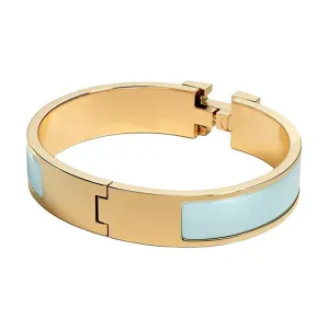 HERMES Clic H Enamel, Metal, Gold Plated браслет Unisex Blue