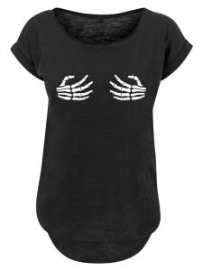 Длинная футболка с изображением черепа на Хэллоуин, сжимающего руки, черного цвета F4NT4STIC