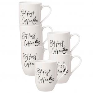 Кружки Кружка с ручкой 'Но сначала кофе' 290 мл, набор 6 шт., белый Villeroy & Boch, белый