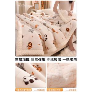 Disney Теплое зимнее одеяло 180х200 см, трехслойное, флис с детским рисунком, мягкое и дышащее