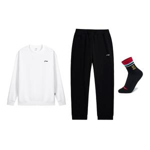 Li Ning Casual Sportswear Мужской комплект из 2 предметов Li-Ning, белый top+черный pants (includes socks)
