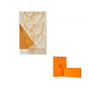 Шарф вязаный Women's HERMES, желтый/бежевый