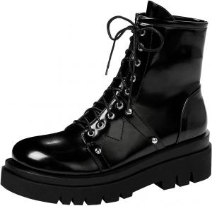 Женские ботильоны Trendenzy с кружевной шнуровкой, массивным каблуком и платформой, готические боевые ботинки, Black