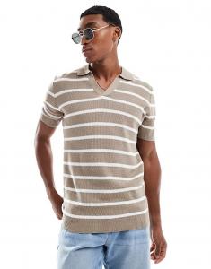 Трикотажная рубашка-поло с короткими рукавами Brave Soul в каменном цвете